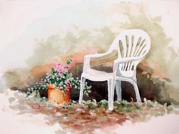 White Chair With Flowers