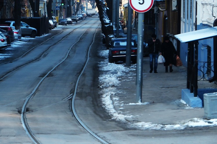 Tram rails.