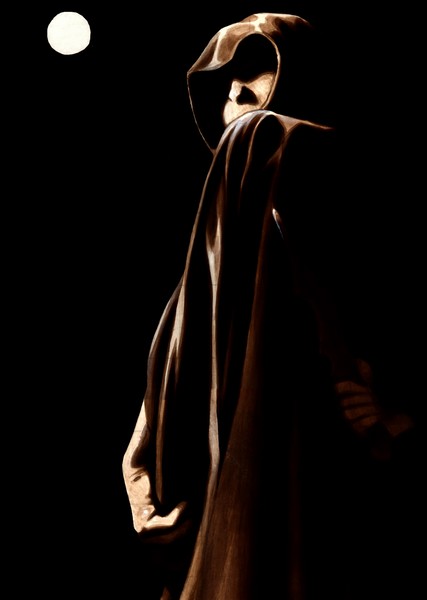 Cloaked Figure/Ink wash study