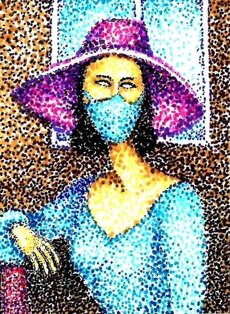 Woman portrait today pointillism