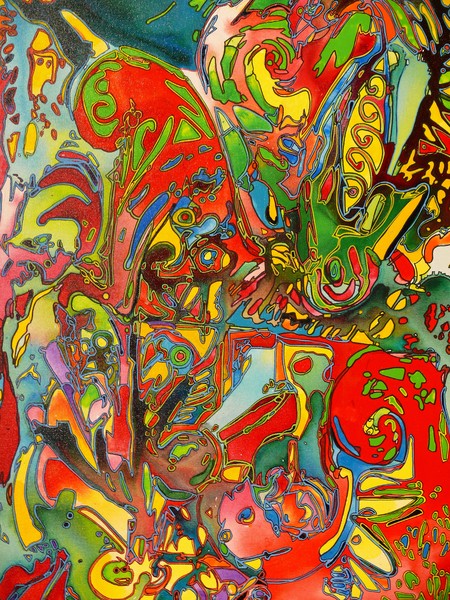 Red spirals in a jungle