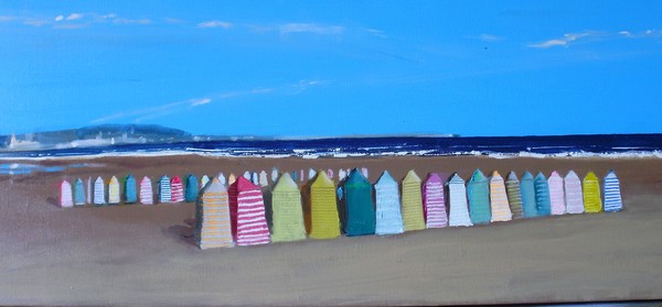 Panel central de casetas en la playa