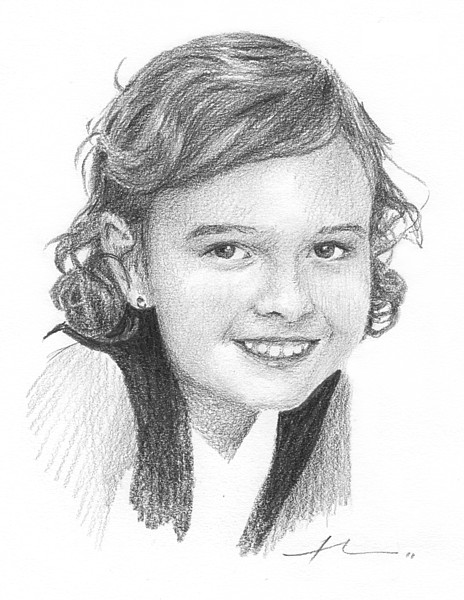 little girl pencil portrait