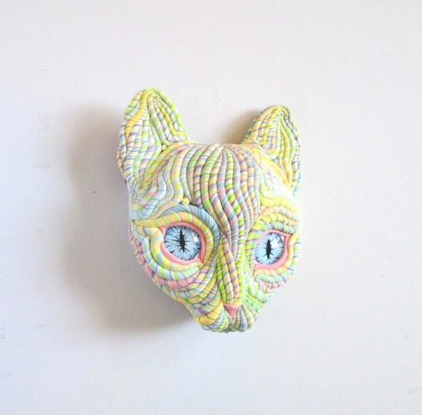 Pastel Cosmic Cat Sculpture