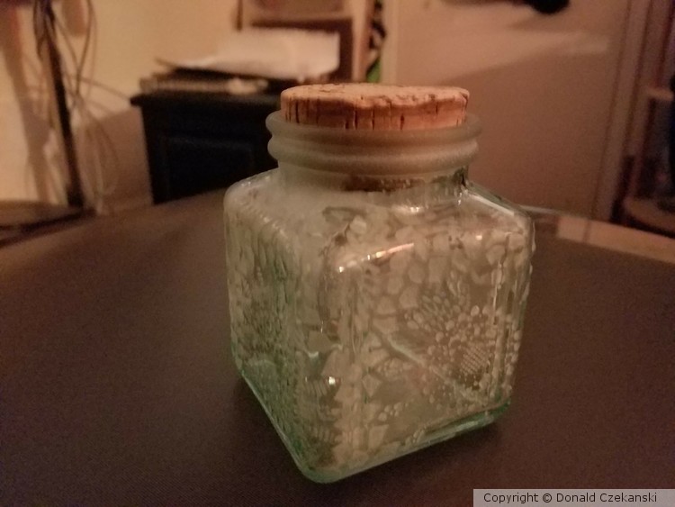 Sandblast-etched Glass Jar