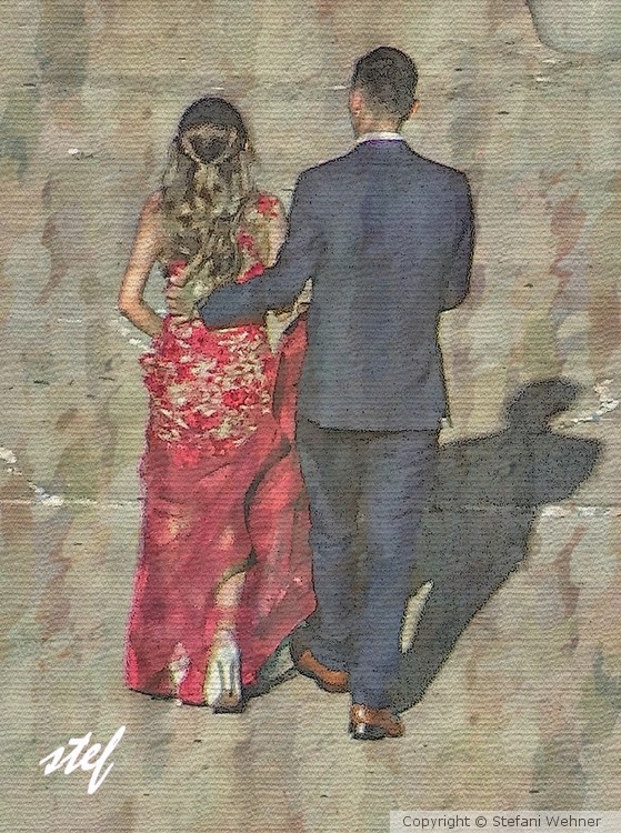 red evening gown