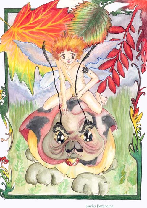 Valor knight on noble steed, autumn  theme drawing
