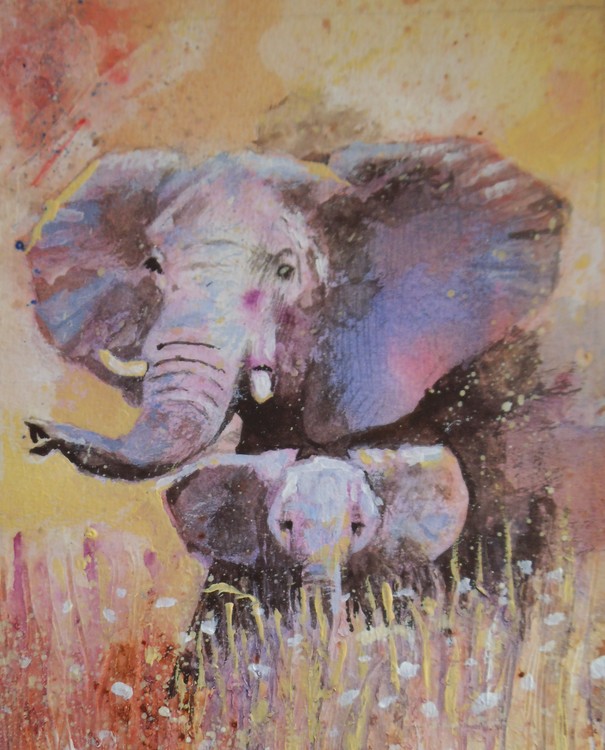 mum and baby elephant