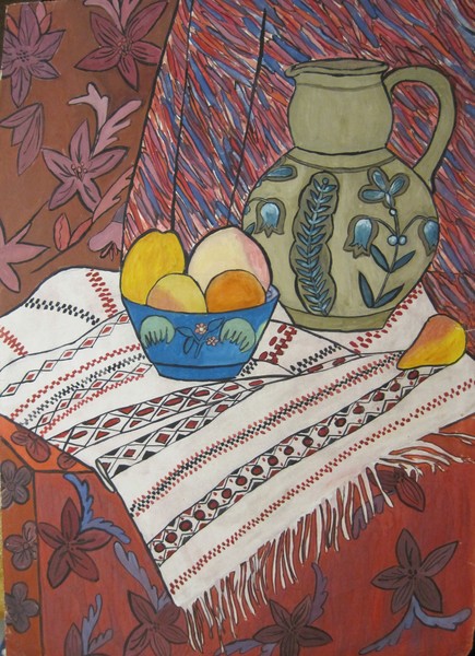 Still life. Bilibin style.