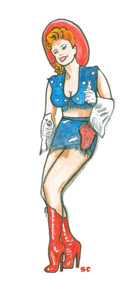 Cowgirl with Cap Guns