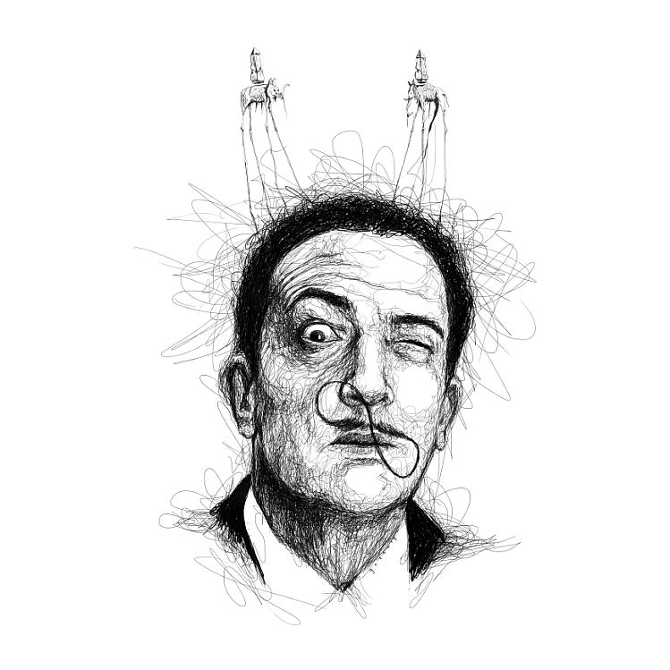 Salvador Dali. Scribble Art