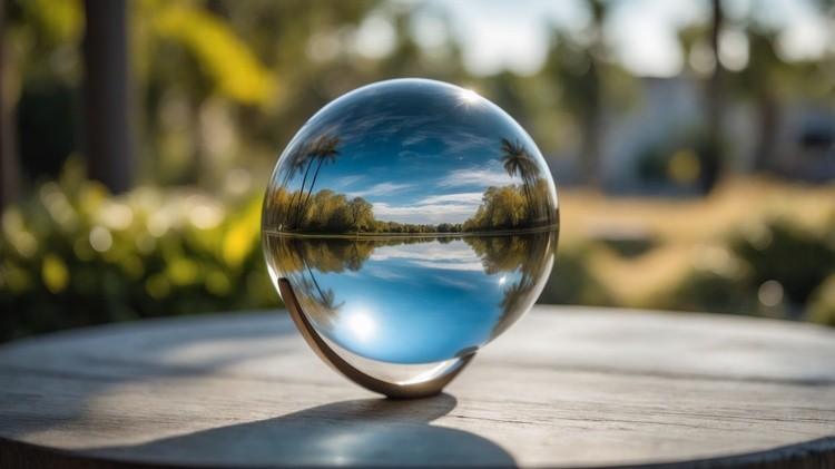 Serene Tropical Reflection Crystal Sphere