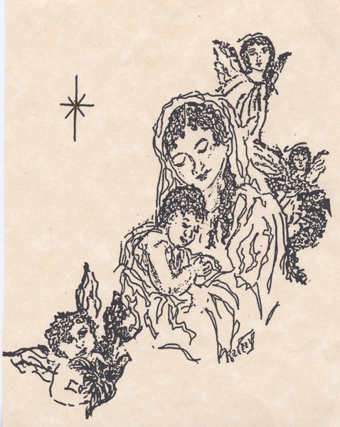 Madonna and Child Pen and Ink