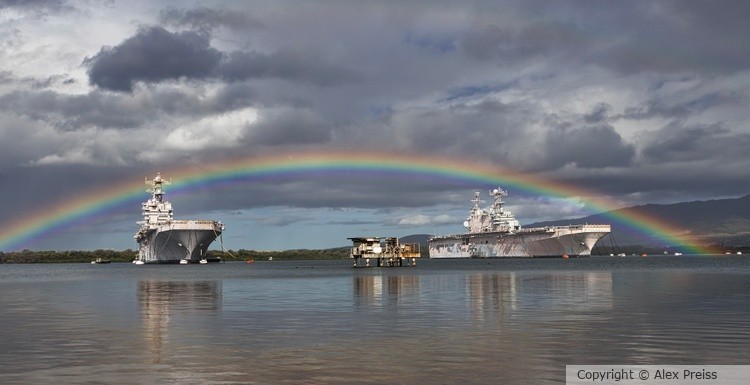 Rainbow over mothball fleet