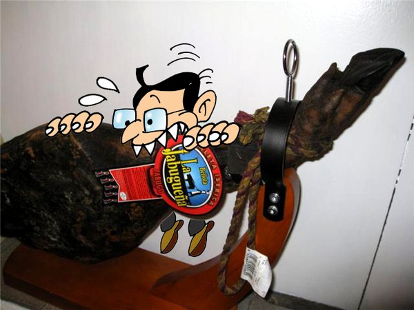 Found Armando tasting the Pata Negra in my cellar.