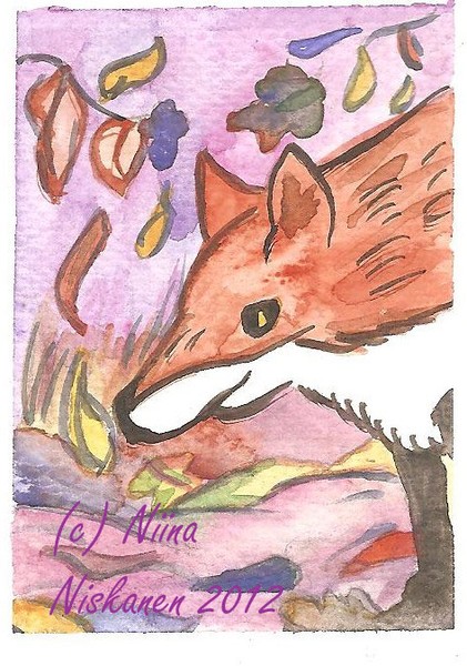 Fox of the purple season ACEO