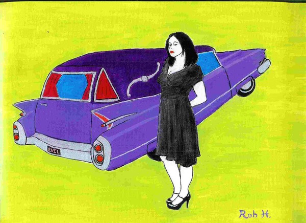 Deanna Bella and hearse