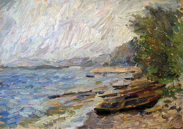 The Bank of Volga. Boats