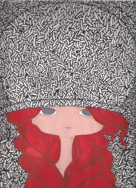 red-haired girl in a hat
