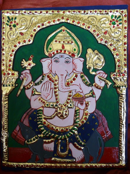 Lord Ganesh in Tanjore painting