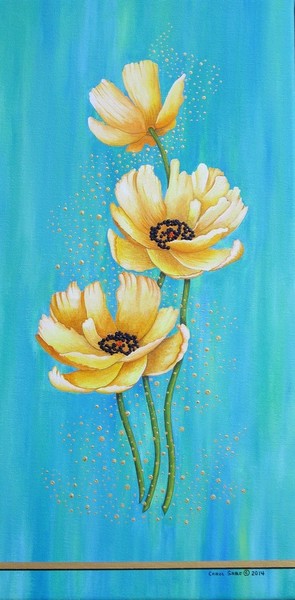 Three Yellow Poppies with Pixie Dust
