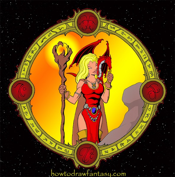 Fantasy-art-sorceress-and-pet-dragon
