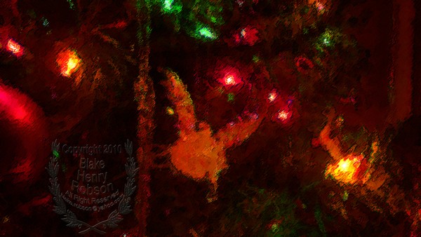 Christmas tree, ornaments, tinsel & colorful light