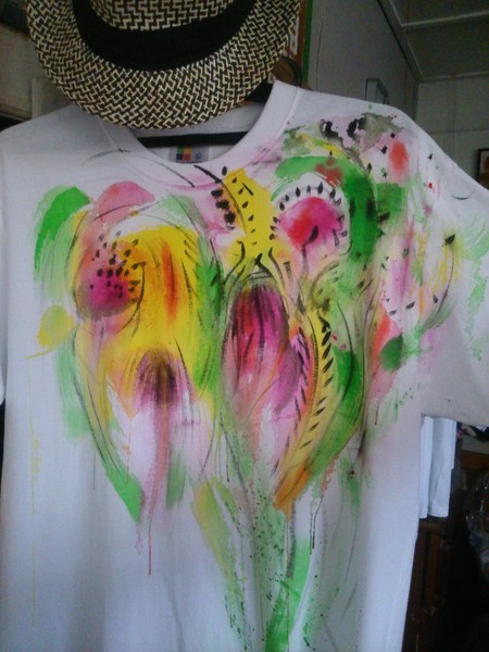 hand painted t shirt, flowers series no2
