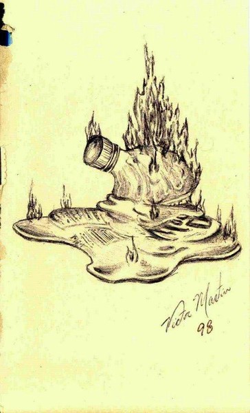 flaming Soda Bottle