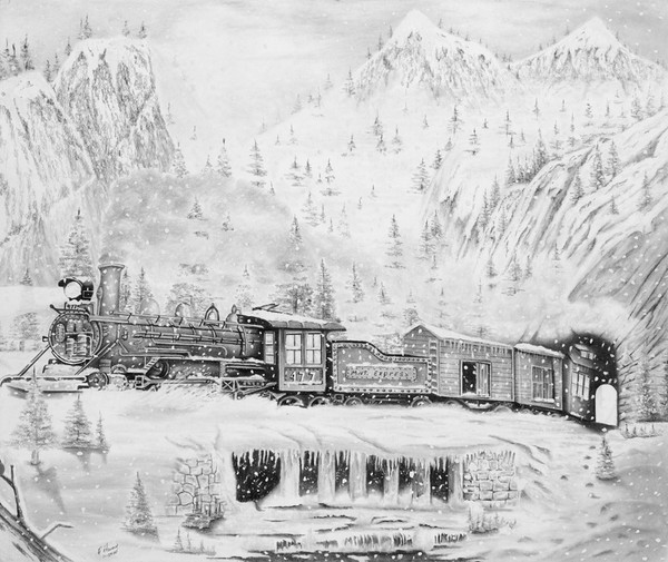 Winter train scene