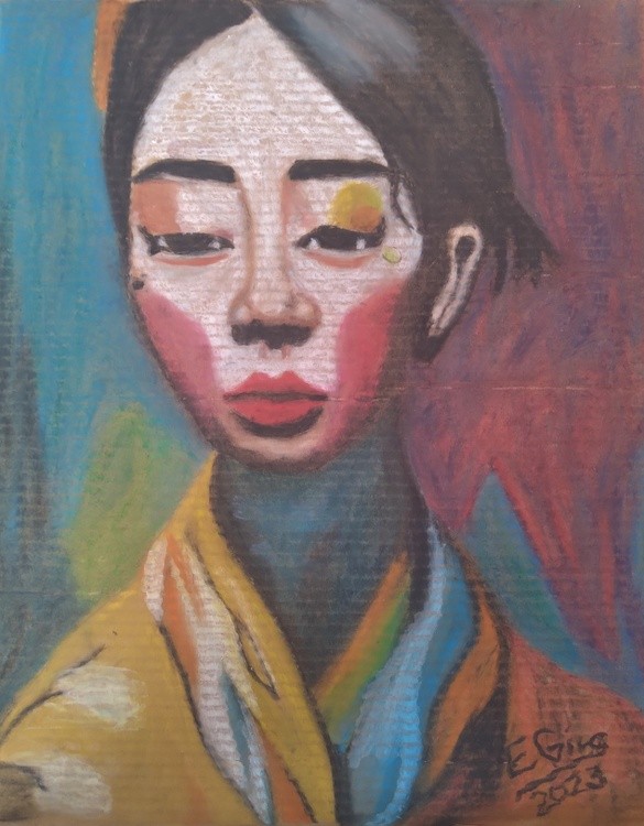 Sad Japanese Girl with a Tear on her eye