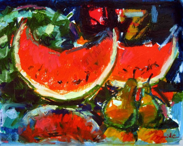 Still life  62 x 78 cm oilbars on cardboard  