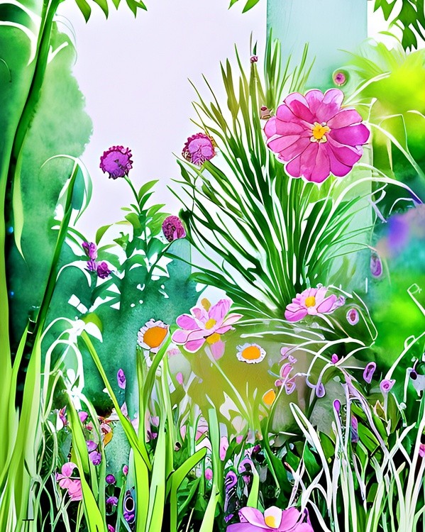 Watercolor flower garden