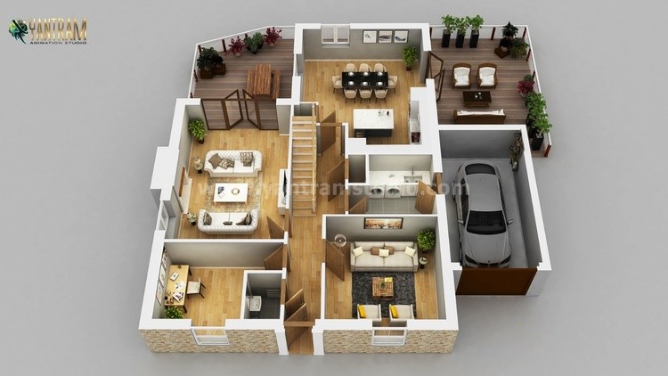 Residential Apartment 3D Floor Plan Design by Architectural Rendering Services, Wasilla – Alaska