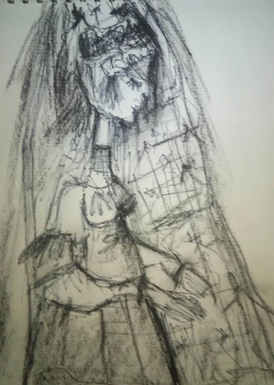 Parisian bride black and white