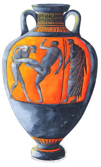 Pankration athletes and judge