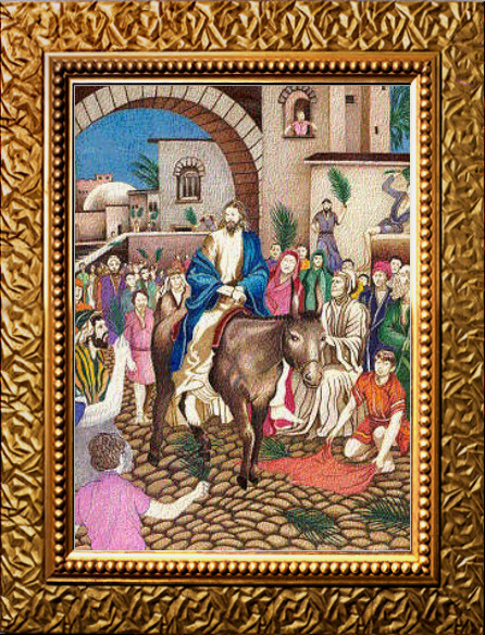 Jesus riding into Jerusalem