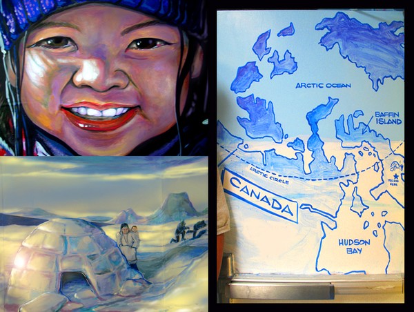 INUIT WARMTH - airbrush & acrylic mural portion