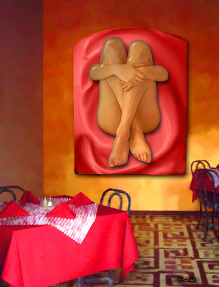 Mounted on Red Satin
