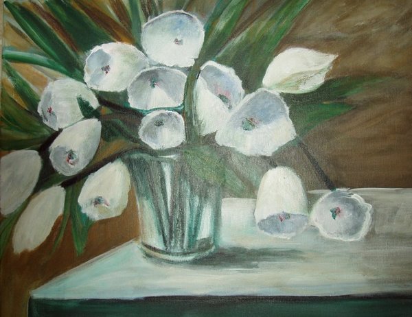 Vase with White Flowers