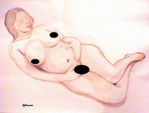 Pregnant reclining nude