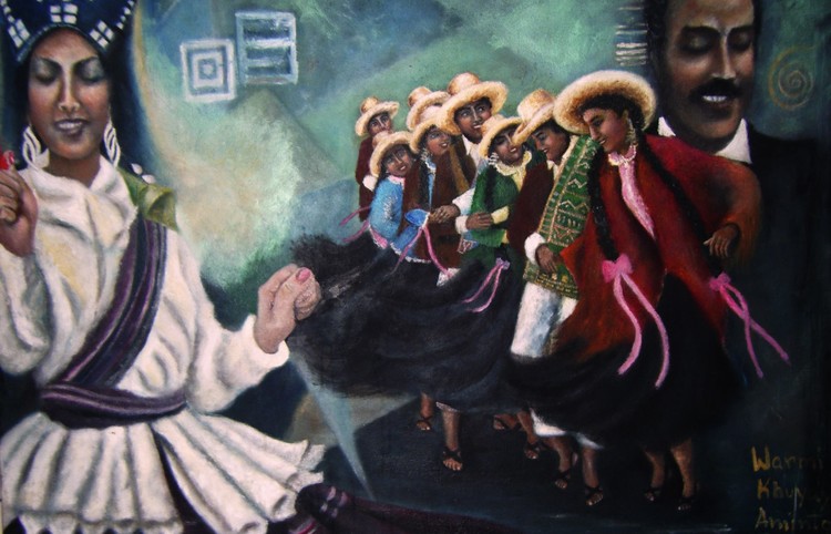 Carnaval chotano danza de  Chota Cajamarca Perú óleo sobre lienzo 90x80cm  Serie matices peruanos 20