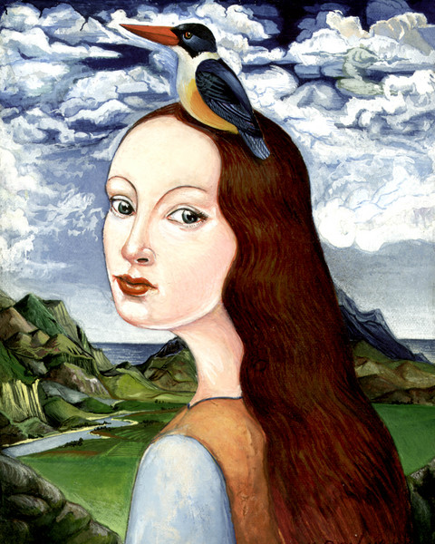 Maiden with halcyon