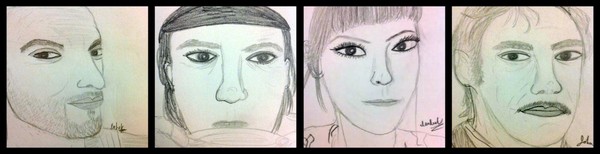 Sketch of Babak, Candy, Isabel and John