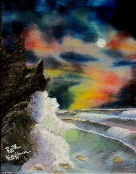 Moonlit Crashing Wave
