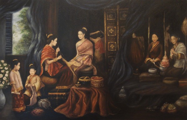 Lao Court Ladies Embroidering