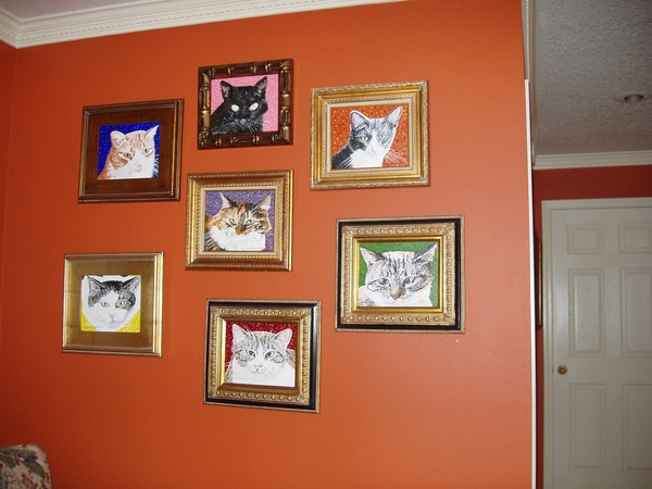 Wall of Cat Face Paintings