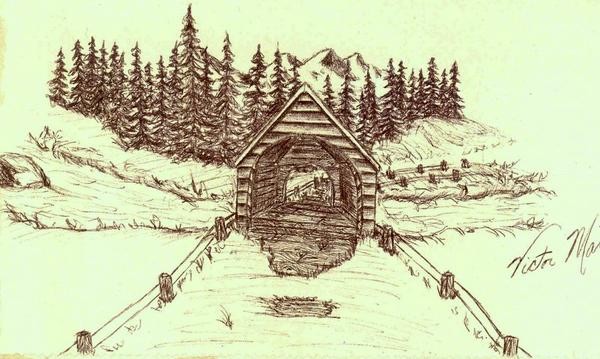 Landscape covered bridge