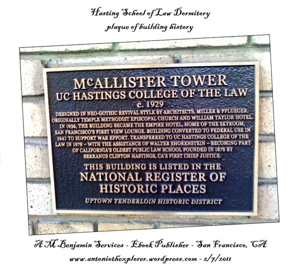Hasting Law School Building Plaque