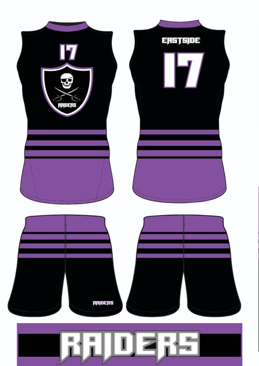Eastside Raiders Flag Football compression uniform. 